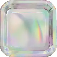 Iridescent Foil Square 7" Dessert Plates, 8ct
