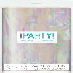 Iridescent Foil Rectangular Plastic Table Cover, 50" x 84", 1ct