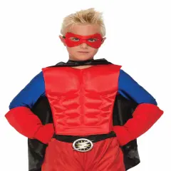 Child's Red Superhero Or Villain Muscle Chest Padded Shirt Costume Accessory