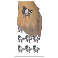 Strutting Common Rock Pigeon Bird Temporary Tattoo Water Resistant Fake Body Art Set Collection (1 Sheet)