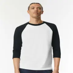 American Apparel&reg; CVC Crewneck Three-Quarter Sleeve Tee White/ black