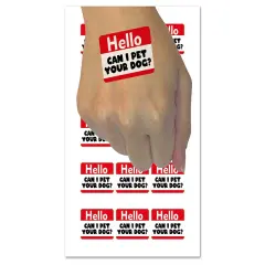 Hello Can I Pet Your Dog Temporary Tattoo Water Resistant Fake Body Art Set Collection (1 Sheet)