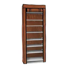 10 Tier Stackable Shoe Rack Organizer with Cover Brown