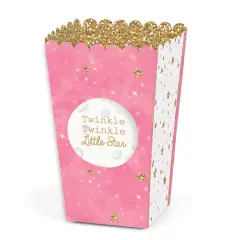 Big Dot of Happiness Pink Twinkle Twinkle Little Star - Baby Shower or Birthday Party Favor Popcorn Treat Boxes - Set of 12