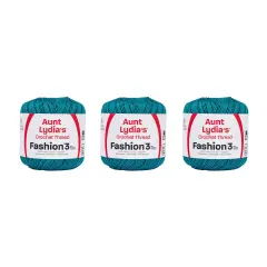 Aunt Lydia Fashion Warm Teal Crochet - 3 Pack of 150y/137m - Cotton - Gauge 3 - Crochet