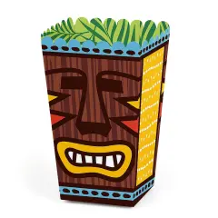Big Dot of Happiness Tiki Luau - Tropical Hawaiian Summer Party Favor Popcorn Treat Boxes - Set of 12