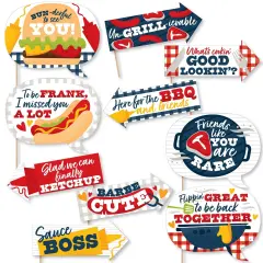 Big Dot of Happiness Funny Missed You BBQ - Backyard Summer Picnic Party Photo Booth Props Kit - 10 Piece