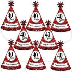 Big Dot of Happiness We Still Do - 40th Wedding Anniversary - Mini Cone Anniversary Party Hats - Small Little Party Hats - Set of 8