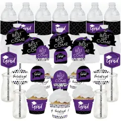 Big Dot of Happiness Purple Grad - Best is Yet to Come - Purple Graduation Party Favors and Cupcake Kit - Fabulous Favor Party Pack - 100 Pieces