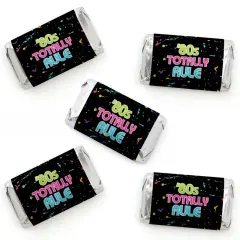Big Dot of Happiness 80's Retro - Mini Candy Bar Wrapper Stickers - Totally 1980s Party Small Favors - 40 Count