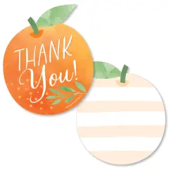 Big Dot of Happiness Little Clementine - Shaped Thank You Cards Orange Citrus Baby Shower or Birthday Party Thank You Note Cards with Envelopes 12 Ct