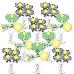 Big Dot of Happiness You Got Served - Tennis - Baby Shower or Tennis Ball Birthday Party Centerpiece Sticks - Showstopper Table Toppers - 35 Pieces