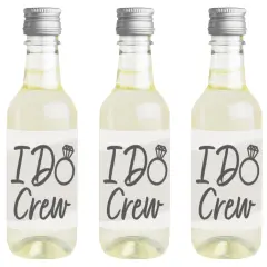 Big Dot of Happiness Champagne Elegantly Simple - Mini Wine & Champagne Bottle Label Stickers - Wedding or Bridal Shower Guest Party Favor Gift 16 Ct