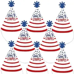 Big Dot of Happiness Stars and Stripes - Mini Cone Memorial Day, 4th of July & Labor Day USA Patriotic Party Hats - Small Little Party Hats - Set of 8