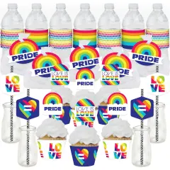 Big Dot of Happiness Love is Love - Pride - Rainbow Party Favors and Cupcake Kit - Fabulous Favor Party Pack - 100 Pieces