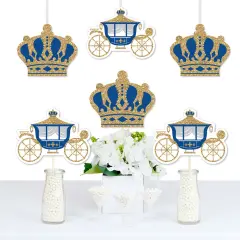 Big Dot of Happiness Royal Prince Charming - Crown & Carriage Decorations DIY Baby Shower or Birthday Party Essentials - Set of 20