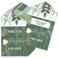 Big Dot of Happiness Boho Botanical Bride - Greenery Bridal Shower and Wedding Party Game Pickle Cards - Truth, Dare, Share Pull Tabs - Set of 12