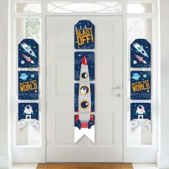 Big Dot of Happiness Blast Off to Outer Space - Hanging Vertical Paper Door Banners - Baby Shower or Birthday Party Wall Decor Kit - Indoor Door Decor