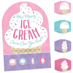 Big Dot of Happiness Scoop Up The Fun - Ice Cream - Sprinkles Party Scavenger Hunt - 1 Stand and 48 Game Pieces - Hide and Find Game