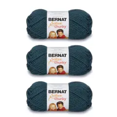 Bernat Softee Chunky Teal Yarn - 3 Pack of 100g/3.5oz - Acrylic - 6 Super Bulky - 108 Yards - Knitting/Crochet