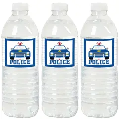 Big Dot of Happiness Calling All Units - Police - Cop Birthday Party or Baby Shower Water Bottle Sticker Labels - Set of 20