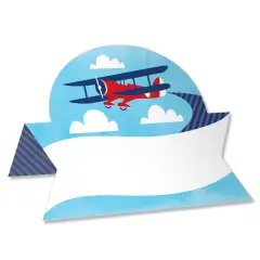 Big Dot of Happiness Taking Flight - Airplane - Vintage Plane Baby Shower or Birthday Party Tent Buffet Card - Table Setting Name Place Cards - 24 Ct