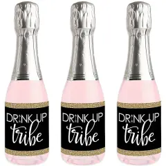 Big Dot of Happiness "Bride Tribe" - Mini Wine and Champagne Bottle Label Stickers - Bridal Shower or Bachelorette Party Favor Gift - Set of 16