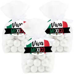 Big Dot of Happiness Viva Mexico - Mexican Independence Day Party Clear Goodie Favor Bags - Treat Bags With Tags - Set of 12