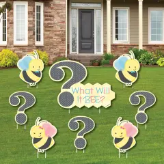 Big Dot of Happiness What Will It Bee - Yard Sign and Outdoor Lawn Decorations - Gender Reveal Yard Signs - Set of 8