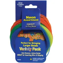 Pepperell Braiding Pony Bead Lacing Variety Pack 60'-Neon Colors