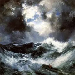 Moonlit Shipwreck at Sea Poster Print byThomas Moran - Item # VARPDX268315