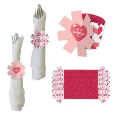 Big Dot of Happiness Happy Galentine's Day - Valentine's Day Party Paper Napkin Holder - Napkin Rings - Set of 24