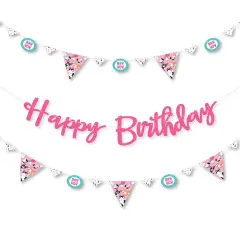 Big Dot of Happiness Pawty Like a Puppy Girl - Pink Dog Birthday Party Letter Banner Decoration - 36 Banner Cutouts and Happy Birthday Banner Letters