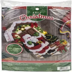 Bucilla Felt Stocking Applique kit 18" Long-Santa Is Here W/Lights