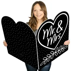 Big Dot of Happiness Mr. and Mrs. - Black and White Wedding Congratulations Giant Greeting Card - Big Shaped Jumborific Card