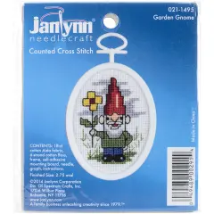 Janlynn Mini Counted Cross Stitch Kit 2.75" Oval-Gnome