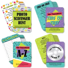 Big Dot of Happiness 90&rsquo;s Throwback - 4 1990s Party Games - 10 Cards Each - Gamerific Bundle