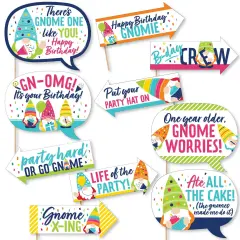 Big Dot of Happiness Funny Gnome Birthday - Happy Birthday Party Photo Booth Props Kit - 10 Piece