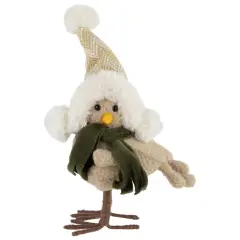 Northlight Plush Left Facing Standing Bird in Winter Apparel Christmas Figurine - 9" Beige
