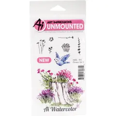 Art Impressions Watercolor Cling Rubber Stamps-Flower 2