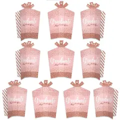 Big Dot of Happiness Rose Gold Grad - Table Decorations -Graduation Party Fold and Flare Centerpieces - 10 Count