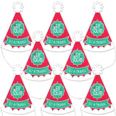 Big Dot of Happiness Elf Squad - Mini Cone Kids Elf Christmas and Birthday Party Hats - Small Little Party Hats - Set of 8