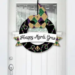 Big Dot of Happiness Mardi Gras - Outdoor Masquerade Party Decor - Front Door Wreath