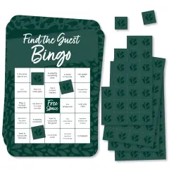 Big Dot of Happiness Emerald Elegantly Simple - Find the Guest Bingo Cards and Markers - Wedding & Bridal Shower Bingo GameSet of 18