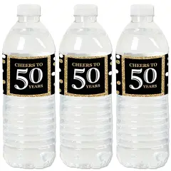 Big Dot of Happiness Adult 50th Birthday - Gold - Birthday Party Water Bottle Sticker Labels - Set of 20