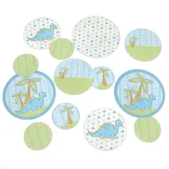 Big Dot of Happiness Baby Boy Dinosaur - Baby Shower or Birthday Party Giant Circle Confetti - Party Decorations - Large Confetti 27 Count