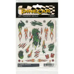 Pine Car Derby Dry Transfer Decal 4"X5" Sheet-Flaming Dragon
