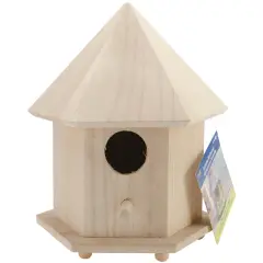 Plaid Wood Gazebo Birdhouse-6.75"X9"X5.75"