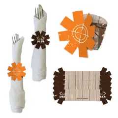 Big Dot of Happiness Gone Hunting - Deer Hunting Camo Baby Shower or Birthday Party Paper Napkin Holder - Napkin Rings - Set of 24