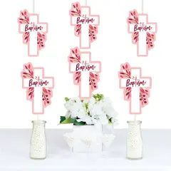 Big Dot of Happiness Baptism Pink Elegant Cross - Decorations DIY Girl Religious Party Essentials - Set of 20